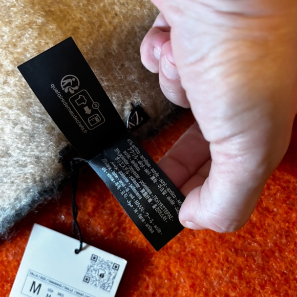 Zara gray and brown wool blend jacquard scarf wrap NWT - Picture 8 of 9